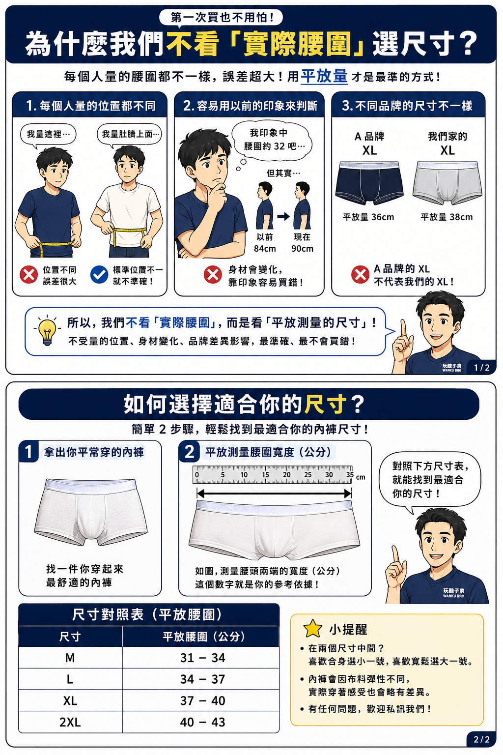 不量身體腰圍並改用舊內褲平放測量的完整教學